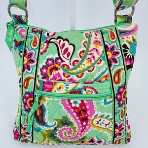 Vera Bradley Hipster Tutti Frutti Mint Green & Pink Paisley Crossbody Purse